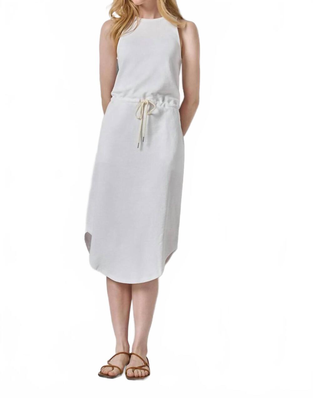 NEW LILLA P textured terry shirttail midi dress in white